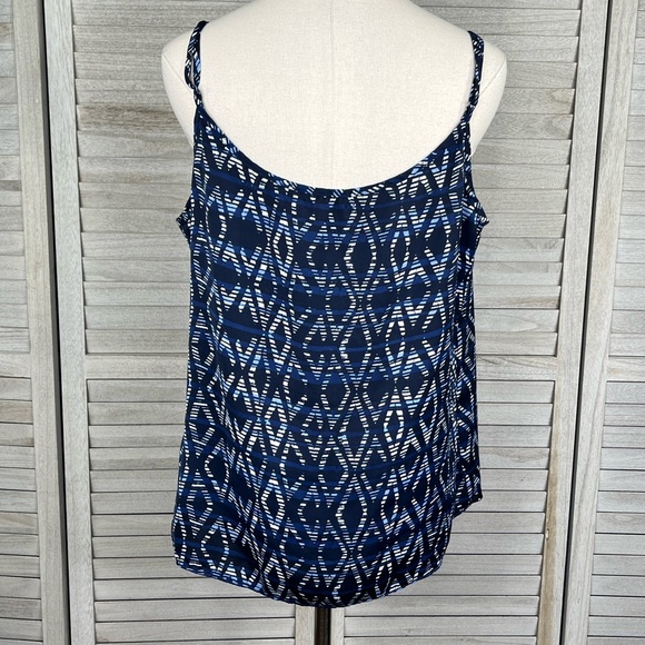 GAP Cami Top with Flounced Neckline Blue/White Diamond Pattern-XL - Picture 2 of 2